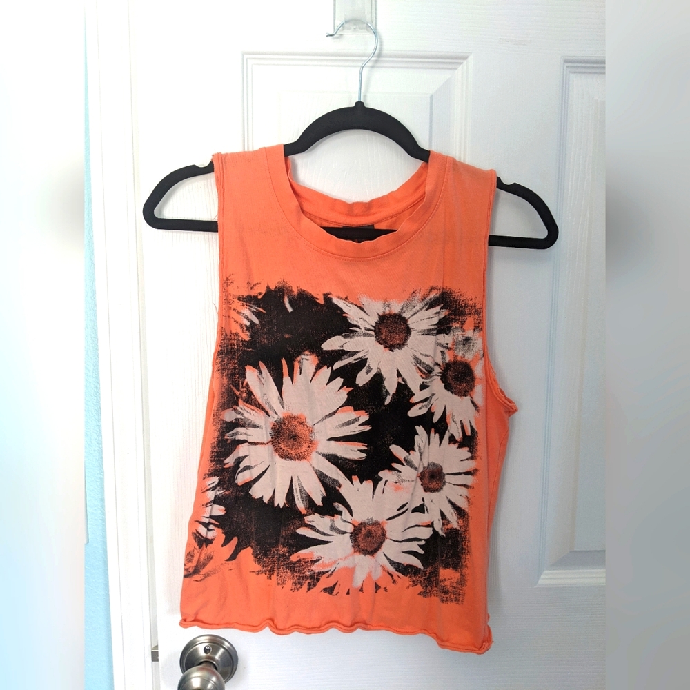 Orange grunge cut off tee